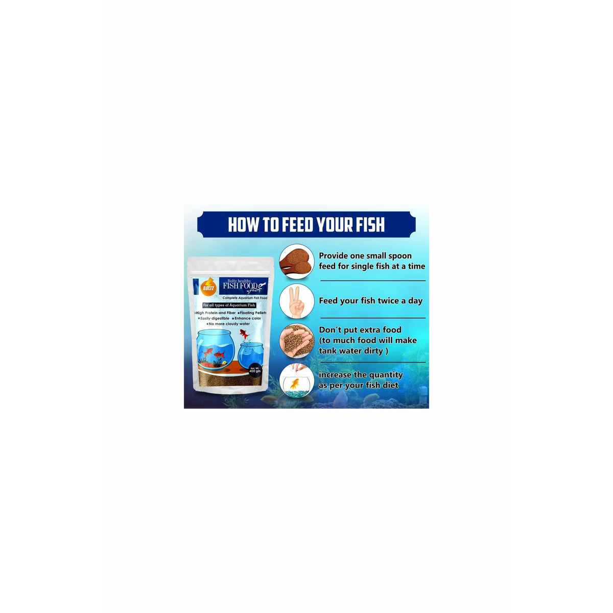 Boltz Fish Food for Growth & Health, Nutritionist Choice - 400 gm