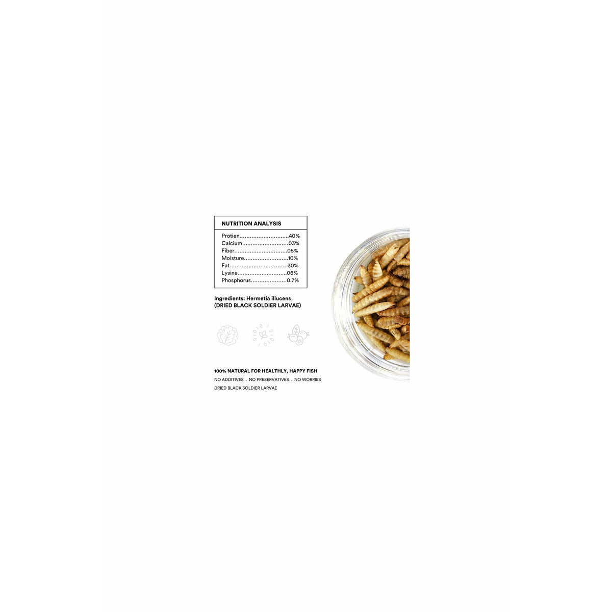 Protyn Grubs Whole Dried Black Soldier Fly Larvae Treat - Food for Arowana, Flowerhorn, Oscar and Other Carnivorous Fish - High Protein and 50x More Calcium Than Mealworm